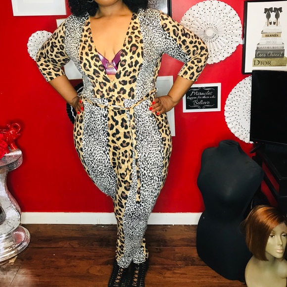 plus size leopard jumpsuit
